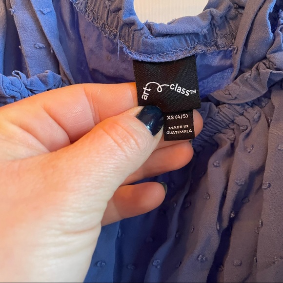 Blue cold shoulder flare girls dress Art Class xs 4/5 - Picture 3 of 5